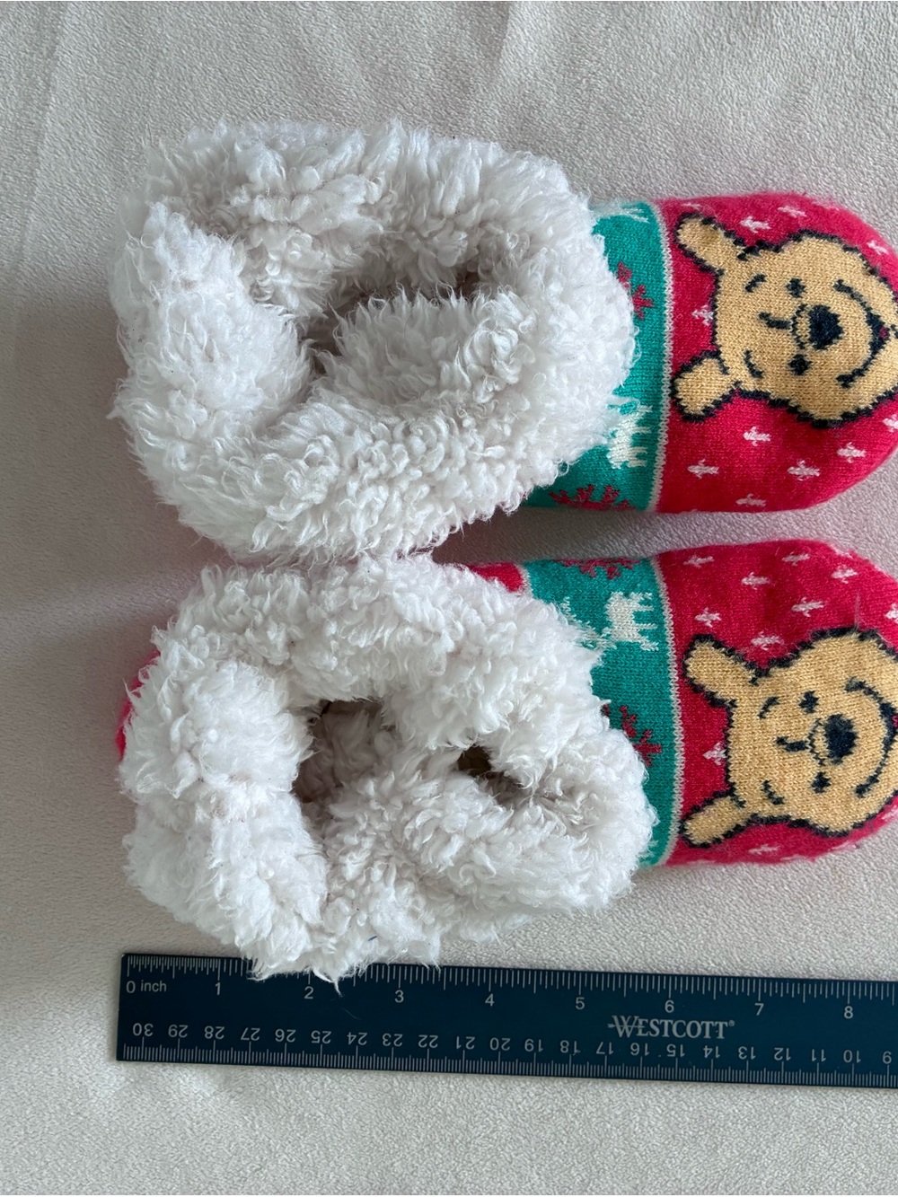 Cozy Red & Green Kids Slipper Socks with White Sherpa Lining